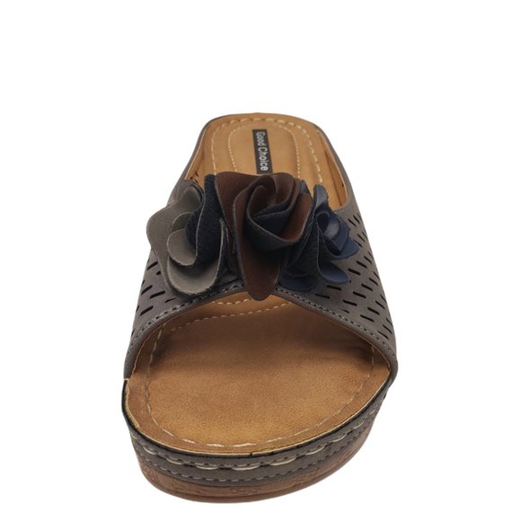 GC Shoes Womens Juliet Wedge Sandal Faux leather Pewter - Picture 2 of 6